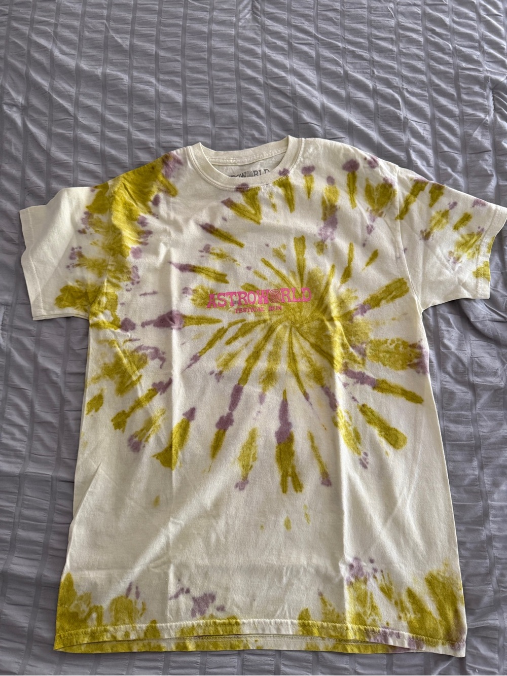 Cactus Jack by Travis Scott Cream Tie-Dye Tee with Yellow and Purple